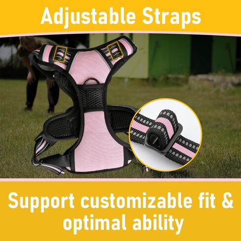 TrekGear Dog Harness, Pet Harness with 2 Leash Clips, Adjustable Soft Padded Dog Vest, Reflective No-Choke Pet Oxford Vest, Easy Control Handle (Pink, Medium) in Saudi Arabia