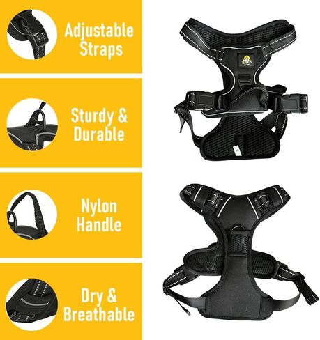 TrekGear Dog Harness, Pet Harness with 2 Leash Clips, Adjustable Soft Padded Dog Vest, Reflective No-Choke Pet Oxford Vest, Easy Control Handle (Pink, Medium) in Saudi Arabia