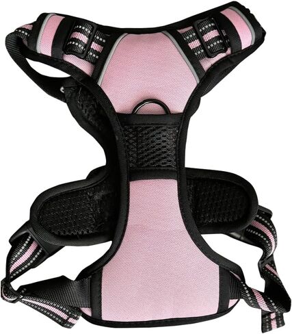 TrekGear Dog Harness, Pet Harness with 2 Leash Clips, Adjustable Soft Padded Dog Vest, Reflective No-Choke Pet Oxford Vest, Easy Control Handle (Pink, Medium) in Saudi Arabia