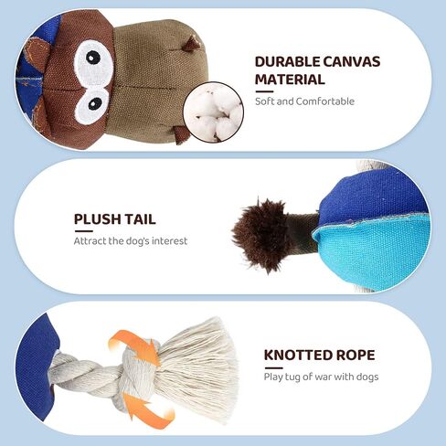Dog Plush Toy for Large Chewers, Squeaky Toys with Cotton, Dog Chew Toys, blue in Saudi Arabia