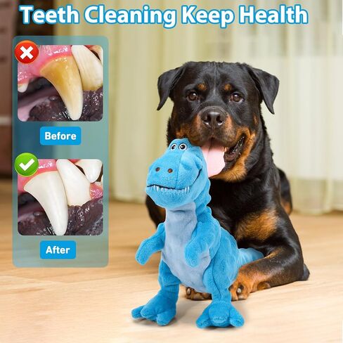 Dog Toys for Large Dogs | Plush Squeaky Toy for All Dogs | Tug Rope & Anxiety Relief | Durable & Breed-Specific Design | Keeps Your Pet Happy & Engaged | Tyrannosaurus Rex 05, Brown in Saudi Arabia
