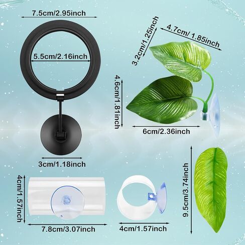 6PCS Betta Fish Aquarium Decoration, Betta Fish Leaf Pad + Fish Feeding Ring+ Betta Fish Acrylic Tube Tunnel,Hideout Ornament for Fish Tank Aquarium Decor in Kuwait