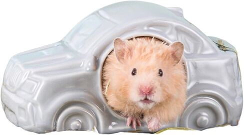 Hamster Hideout Ceramic,Car Shaped Hideaway for Hamster a Habitat Mini Hamsters House Pet Hideout, Ideal for Dwarf Hamsters Hedgehog and Gerbils (Grey) in Saudi Arabia