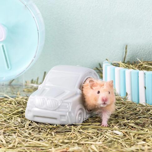 Hamster Hideout Ceramic,Car Shaped Hideaway for Hamster a Habitat Mini Hamsters House Pet Hideout, Ideal for Dwarf Hamsters Hedgehog and Gerbils (Grey) in Saudi Arabia