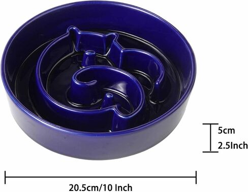Slow Feeder Dogs Bowl Ceramic, Anti-Gulping Pet Slower Food Feeding Bowls, Prevent Obesity, Bloating, and Choking for Medium Dogs 2 Cups Blue in Saudi Arabia
