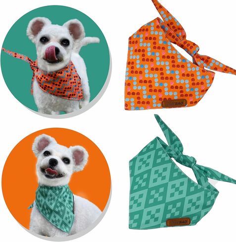 Extra Large Spring Dog Bandanas 2Pack,Dog Scarf,Dog Bandanas boygirl,Premium Durable Fabric,Adjustable Fit,Unique Shape,Suitable for All Kinds of Dogs,Provide Various Sizes(XL,Colored dots) in Saudi Arabia