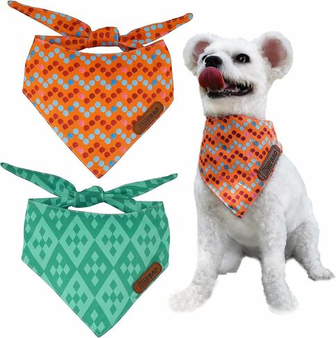 Extra Large Spring Dog Bandanas 2Pack,Dog Scarf,Dog Bandanas boygirl,Premium Durable Fabric,Adjustable Fit,Unique Shape,Suitable for All Kinds of Dogs,Provide Various Sizes(XL,Colored dots) in Saudi Arabia