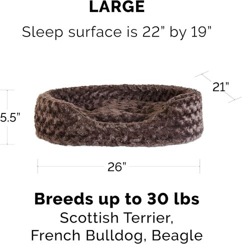 Furhaven Dog Bed for Large/Medium Dogs w/ Removable Washable Cover & Pillow Cushion Insert, For Dogs Up to 30 lbs - Ultra Plush Faux Fur Oval Lounger - Chocolate, Large in Saudi Arabia