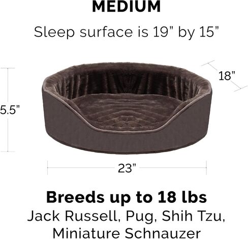 Furhaven Orthopedic Dog Bed for Medium/Small Dogs w/ Removable Washable Cover, For Dogs Up to 18 lbs - Plush & Velvet Oval Lounger - Driftwood Brown, Medium in Saudi Arabia