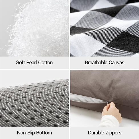 MEWOOFUN Dog Couch Bed for Large Medium Dog, Fancy Canvas Dog Bed with Removable Washable Cover, Cuddler Dog Bed with Non-Slip Bottom, Durable Dog Bed with Bolster for Crate Kennel (Grey) in Saudi Arabia