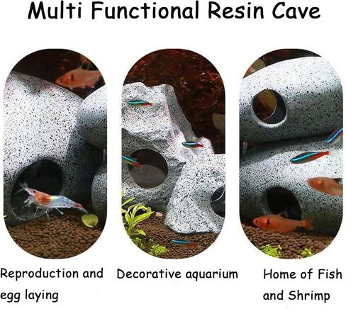 ديكور حوض السمك الكهوف الصخرية بيتا مخبأ سيشليد الراتنج حوض السمك الحجر مخبأ بيتا حوض للأسماك الملحقات الصغيرة مأوى الأسماك لروبيان سيشليد إخفاء تربية التفريخ in Kuwait