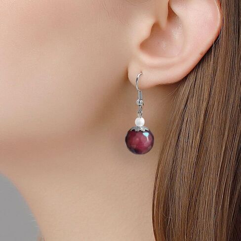 Turquoise, Lapis Lazuli, Amethyst,Agate Dangle Earrings for Women Natural Gemstone Beaded Earrings Minimalist style Jewelry Gift for Women (Yellow) in Saudi Arabia