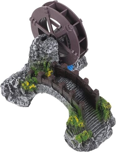 تمثال ياردوي المصغر لعجلة المياه من الراتنج نموذج جسر بونساي لحوض السمك منظر طبيعي صغير لتزيين حوض الأسماك (رمادي) in Kuwait