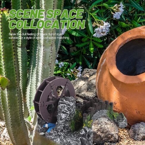 تمثال ياردوي المصغر لعجلة المياه من الراتنج نموذج جسر بونساي لحوض السمك منظر طبيعي صغير لتزيين حوض الأسماك (رمادي) in Kuwait