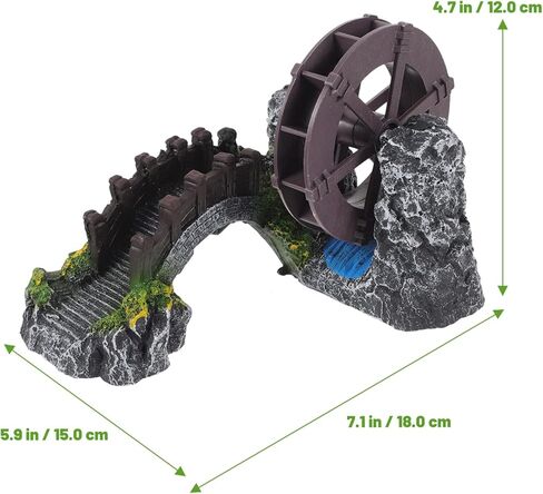 تمثال ياردوي المصغر لعجلة المياه من الراتنج نموذج جسر بونساي لحوض السمك منظر طبيعي صغير لتزيين حوض الأسماك (رمادي) in Kuwait
