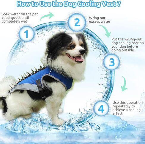 Dog Cooling Vest Summer Dog Harness for Small Medium Large Dogs Reflective Spike Vest Dog Harness Dog Vest Service Dog Jacket with Spike Protection Vest Blue Small in Saudi Arabia