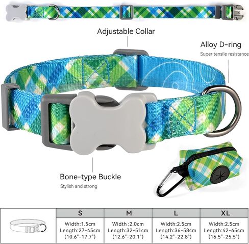 Dog Harness Collar and Leash Set, Soft Fabric Strong Adjustable Reflective No Pull Dog Vest Harness with Poop Bag Holder for Small Medium Large Dog in Saudi Arabia