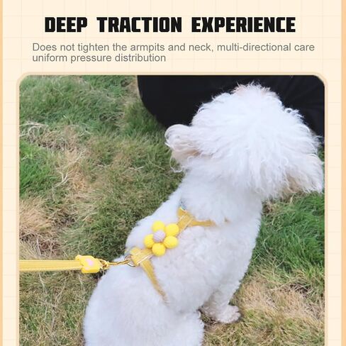 Dog Harness with Beauty Plush Florets Pet Walking Training Adjustable for Small Medium Dogs Cute Dog Harness Puppy Harness Small Dog Vest for Girl Easy Control Dog Vest Harness（Yellow,M） in Saudi Arabia