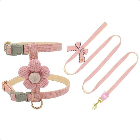 Dog Harness with Beauty Plush Florets Pet Walking Training Adjustable for Small Medium Dogs Cute Dog Harness Puppy Harness Small Dog Vest for Girl Easy Control Dog Vest Harness（Yellow,M） in Saudi Arabia