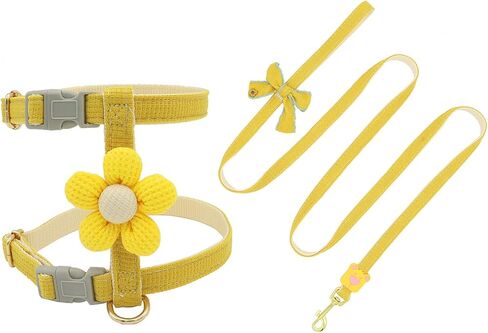 Dog Harness with Beauty Plush Florets Pet Walking Training Adjustable for Small Medium Dogs Cute Dog Harness Puppy Harness Small Dog Vest for Girl Easy Control Dog Vest Harness（Yellow,M） in Saudi Arabia