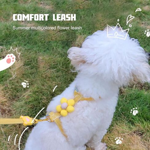 Dog Harness with Beauty Plush Florets Pet Walking Training Adjustable for Small Medium Dogs Cute Dog Harness Puppy Harness Small Dog Vest for Girl Easy Control Dog Vest Harness（Yellow,M） in Saudi Arabia