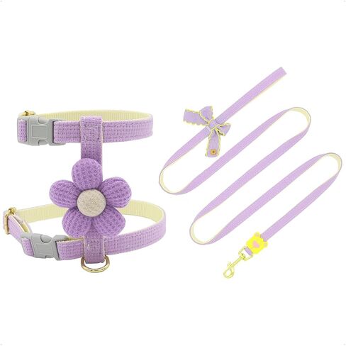 Dog Harness with Beauty Plush Florets Pet Walking Training Adjustable for Small Medium Dogs Cute Dog Harness Puppy Harness Small Dog Vest for Girl Easy Control Dog Vest Harness（Yellow,M） in Saudi Arabia