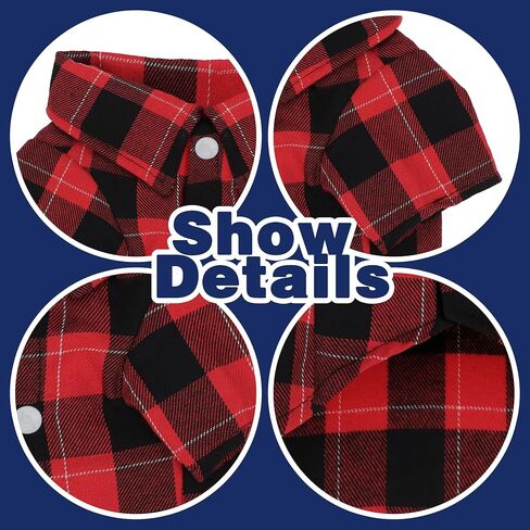 Paiaite Plaid Dog Shirt: Classic Checkered Style in Cotton for Large, Medium, and Small Breeds, Comfort, Breathability, and Elegance Dog Clothes. Perfect for Everyday Wear, and Photoshoots Red L in Saudi Arabia