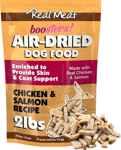 Real Meat Boosters Air Dried Dog Food w/Real Chicken & Wild-Caught Salmon for Enhanced Skin & Coat Support - 2lbs of Grain-Free, High Protein, Real Meat Dog Food Enriched w/Organic Coconut Oil in Kuwait