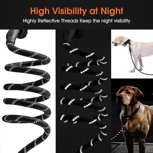 5 FT Strong Dog Leash with Comfortable Padded Handle & Highly Reflective Threads Puppy Leashes for Medium & Large Dogs (Black) in Saudi Arabia