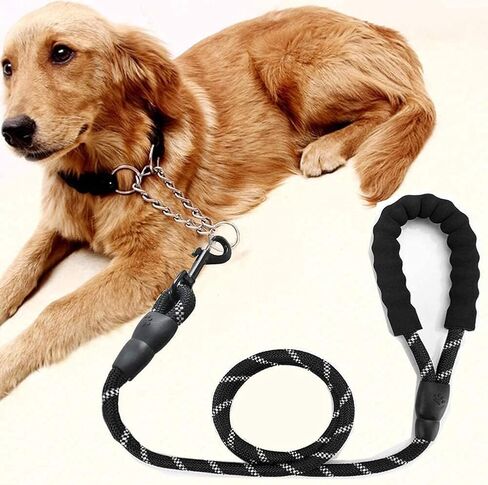 5 FT Strong Dog Leash with Comfortable Padded Handle & Highly Reflective Threads Puppy Leashes for Medium & Large Dogs (Black) in Saudi Arabia