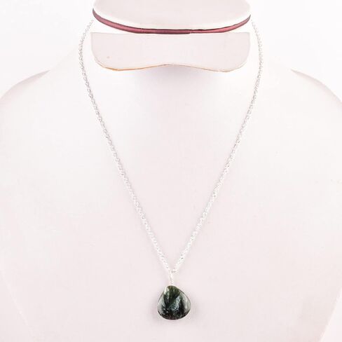Natural Seraphinite Crystals Pendant Necklace, Pear Cabochon Gemstone, Energy Healing Crystals, Birthday, Gift for Her, Gemstone Jewelry 18 inch AAA+ Quality (Seraphinite B) in Saudi Arabia