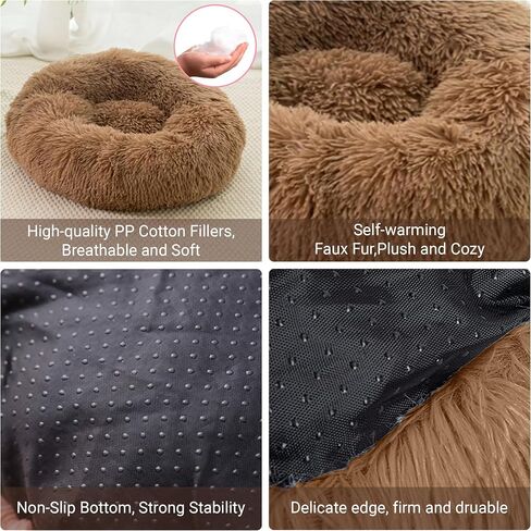 Faux Fur Original Calming Dog & Cat Bed for Small Medium Large, Extra Large Pets, Indoor Cats, Anti Anxiety Donut Cuddler Round Warm Washable (Medium, Gray Dark) in Saudi Arabia