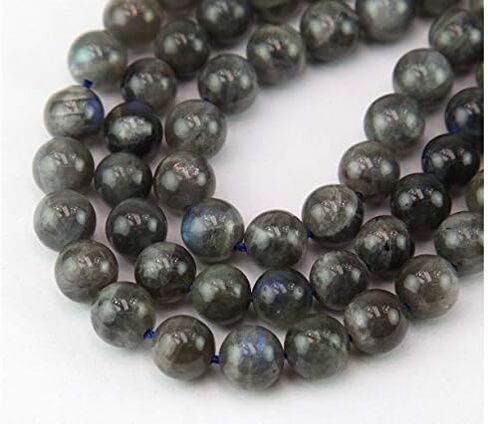 Purify Negative Energies Japa Mala 108 beads Real Natural Gemstones 8mm + Guru Bead & Silk Tassel - Labradorite, Aquamarine, White Quartz Crystal Yoga Meditation Necklace - USA HANDMADE in Saudi Arabia