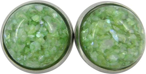 Stainless Steel Faux Shell Stud Earrings 12mm (Spring Green) in Saudi Arabia