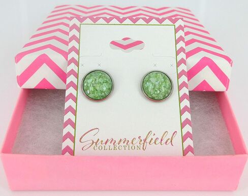 Stainless Steel Faux Shell Stud Earrings 12mm (Spring Green) in Saudi Arabia