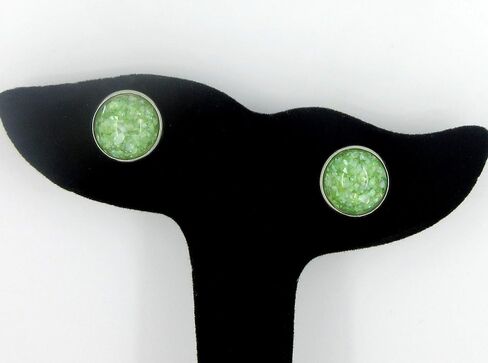 Stainless Steel Faux Shell Stud Earrings 12mm (Spring Green) in Saudi Arabia
