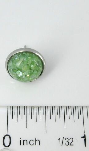 Stainless Steel Faux Shell Stud Earrings 12mm (Spring Green) in Saudi Arabia