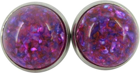 Stainless Steel Faux Shell Stud Earrings 12mm (Spring Green) in Saudi Arabia