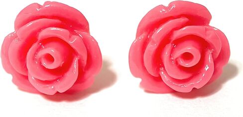 Hypoallergenic Cute Bunny Strawberry Stud Earrings on Plastic Posts with Rose, 12mm (yellow) Metal Free (pink) in Saudi Arabia