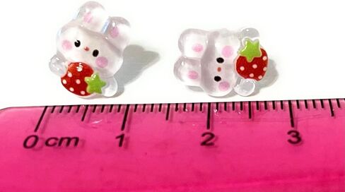 Hypoallergenic Cute Bunny Strawberry Stud Earrings on Plastic Posts with Rose, 12mm (yellow) Metal Free (pink) in Saudi Arabia