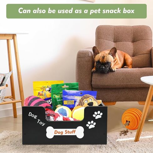 Wood Toy Storage Bin, Dog Toy Basket, Dog Toy Storage Box, Large Dog Stuff Organizer with Handle, Dog Toy Bin with Chalkboard and Marker, Toy Storage Basket for Dog Cat, Pet Stuff Storage Bin, Brown in Saudi Arabia