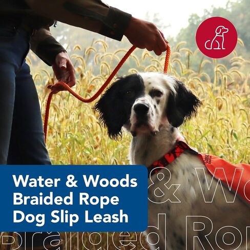 Water & Woods Braided Rope Dog Slip Leash by Coastal Pet - Heavy-Duty Dog Leash - Comfortably Accommodate Various Sizes - Green, 1/2" x 6' in Saudi Arabia