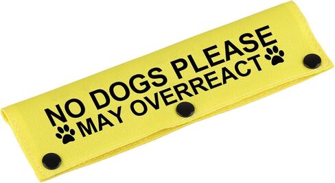 Funny Dog Leash Sleeve No Dogs Please May Overreact Dog Leash Wrap Sleeve Alert Tag Pet Birthday Gift (May Overreact-YE Sleeve) in Kuwait