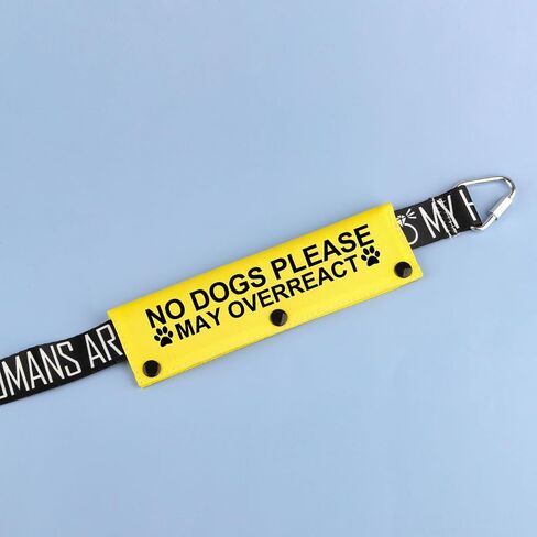 Funny Dog Leash Sleeve No Dogs Please May Overreact Dog Leash Wrap Sleeve Alert Tag Pet Birthday Gift (May Overreact-YE Sleeve) in Kuwait