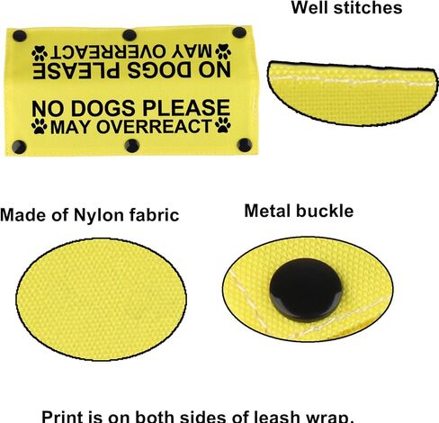 Funny Dog Leash Sleeve No Dogs Please May Overreact Dog Leash Wrap Sleeve Alert Tag Pet Birthday Gift (May Overreact-YE Sleeve) in Kuwait