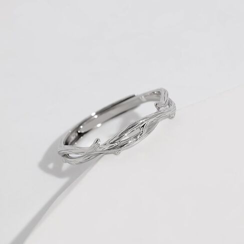 Meissa 925 Sterling Silver Tree Branch Ring for Women Leaf Ring Jewelry Rose Gold Ring Size Adjustable Christmas Holiday Anniversay Gifts for Her, Silver in Saudi Arabia
