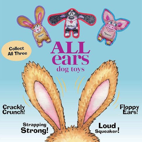 Durable Dog Toy with Squeaker - Floppy Tough Chew Toy, All Ears - Hopper, Small 7 inch in Saudi Arabia