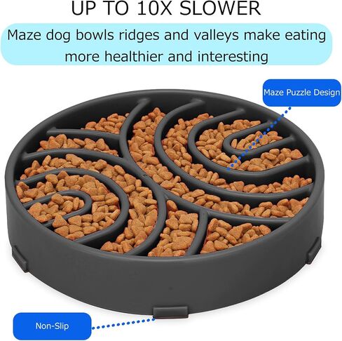 WHIPPY Slow Feeder Dog Bowls Anti-Choking Maze Dog Food Bowl Anti-Slip Interactive Dog Puzzle Feeder Dog Bowl Pet Bowl for Large Medium Dogs,Grey in Saudi Arabia