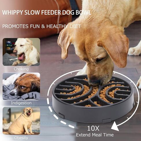WHIPPY Slow Feeder Dog Bowls Anti-Choking Maze Dog Food Bowl Anti-Slip Interactive Dog Puzzle Feeder Dog Bowl Pet Bowl for Large Medium Dogs,Grey in Saudi Arabia