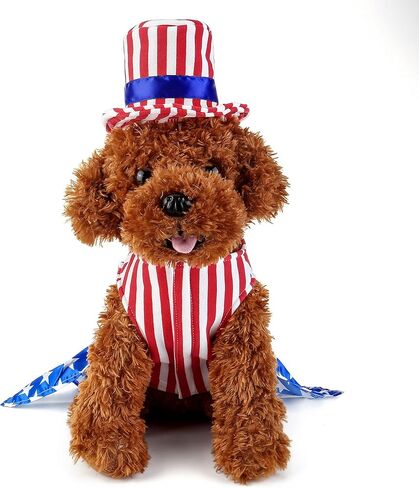 Dog 4th of July Costume and Hat, Pet Puppy 4th of July Outfit Clothes Patriotic Striped Dress for Small Medium Dog Cat in Saudi Arabia
